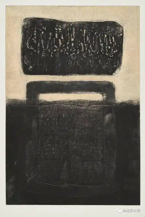 孙锦谊《生活的痕迹--倒置的童年》综合材料版画 56x38cm2017年