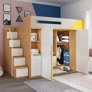 衣柜床一体衣帽间床柜组合小户型多功能上床下柜省空间储物高低床