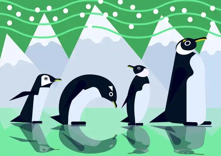 ai原创插画|企鹅的一家