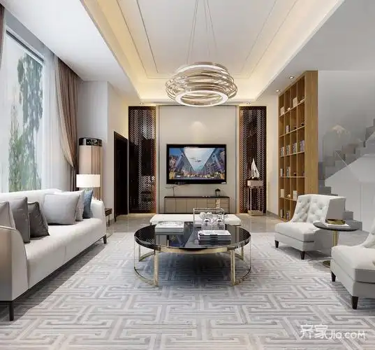 现代简约风格别墅客厅装修效果图