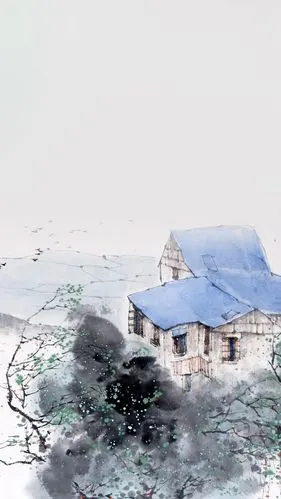 关键词 : 中国画,水墨画,房屋,乡村,背景,中国风