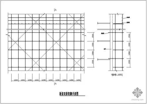 [节点详图]某框架双排架脚手架节点构造详图