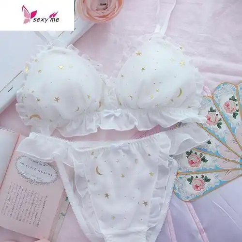 星月洛可可甜美少女日系学生文胸三角杯无钢圈小胸贫乳内衣文胸套装