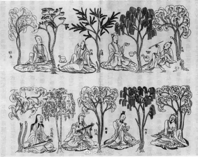 《竹林七贤与荣启期》砖刻画