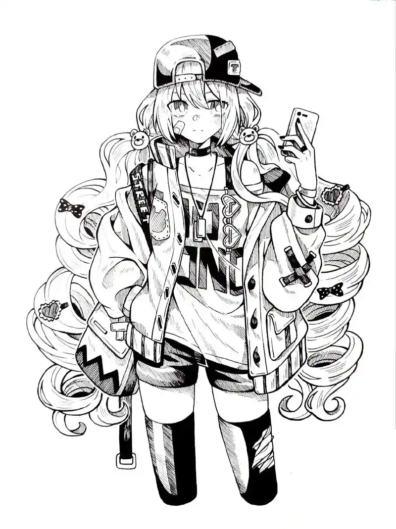 黑白人物插画.我喜欢黑白画,是因为画的过程真的很解压#黑白插 - 抖音