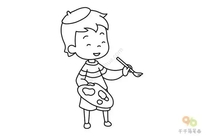 位置艺考-儿童画-儿童画画-简笔画-简单的画家简笔画职业人物
