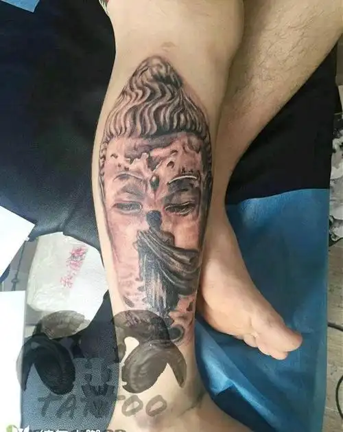 小腿佛纹身图片
