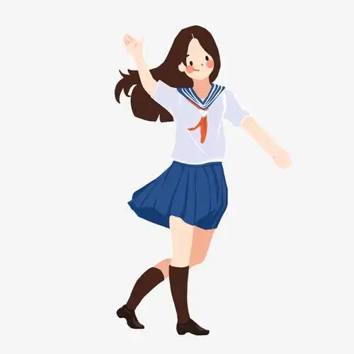 穿校服高中生女孩插画