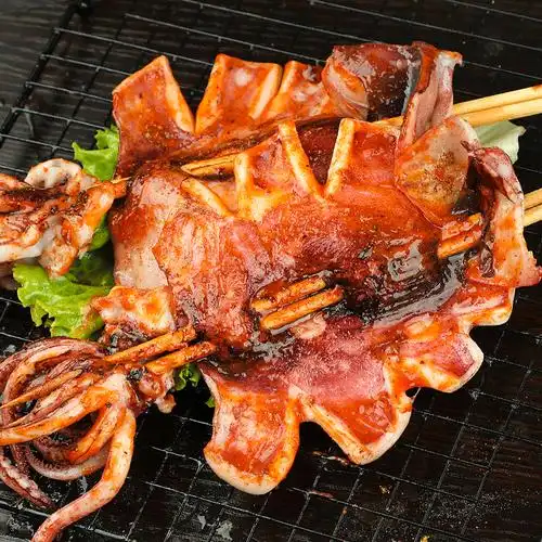 20串铁板鱿鱼串烧烧烤食材海鲜水产鲜活冷冻冷冻鱿鱼