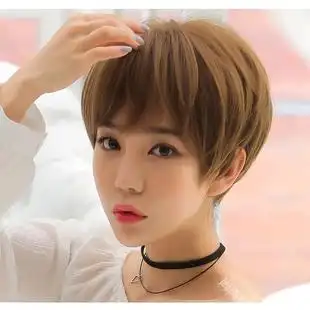 可爱帅气抖音女生短直发短发假头发黑色棕色浅棕色个性男发全头套