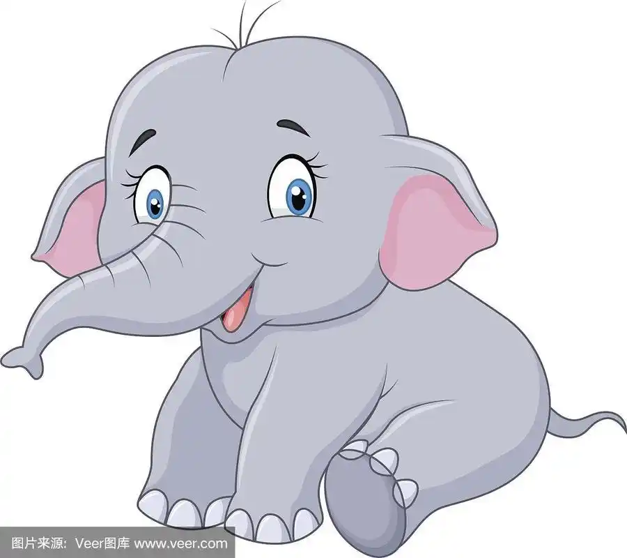 卡通,小象,白色背景,分离着色,动物长鼻