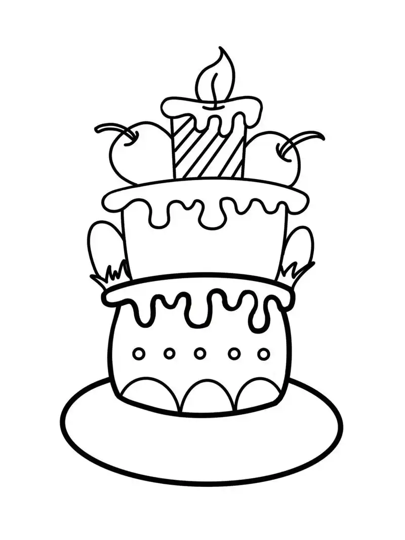 生日蛋糕 儿童画 创意画 带线稿哦 #儿童简笔画# #创意儿童画# #创意