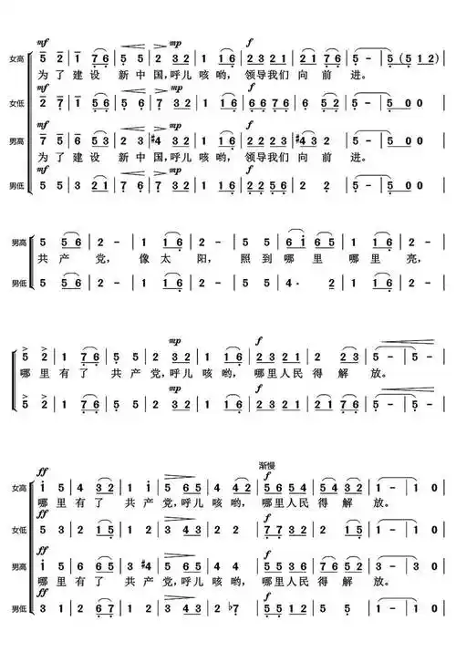 >>东方红歌曲简谱乐谱