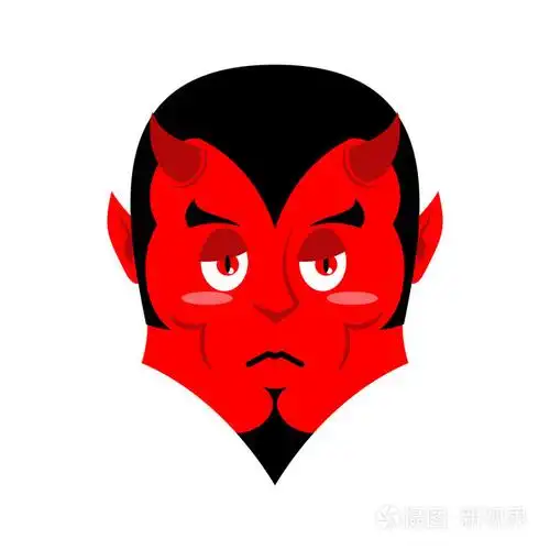 悲伤的撒旦. 悲伤的红色魔鬼. 悲观的恶魔. 可怜的脸.