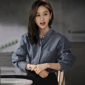 怦然心动王子文同款衬衫复古穿搭上衣气质衣服女春夏装立领衬衣