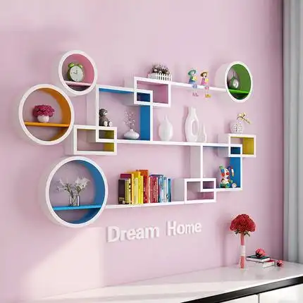 墙上置物架卧室创意造型格子墙壁置物架客厅壁挂电视背景墙装饰架