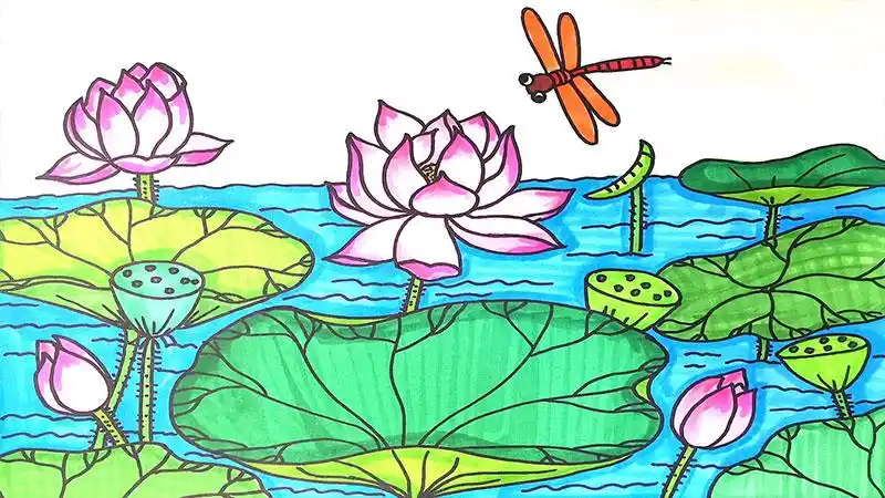 夏天风景儿童画