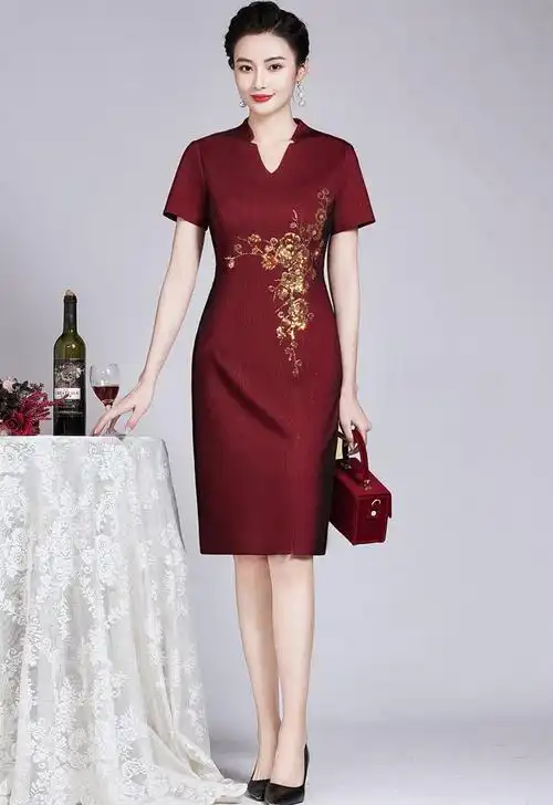 妈妈装女儿结婚妈妈穿的时尚款衣服新娘喜春夏婚礼服装喜婆婆婚宴装