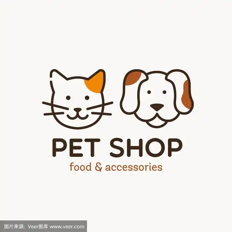 宠物店,兽医诊所,宠物店,收容所.平面风格设计,矢量插图.猫和狗的头.