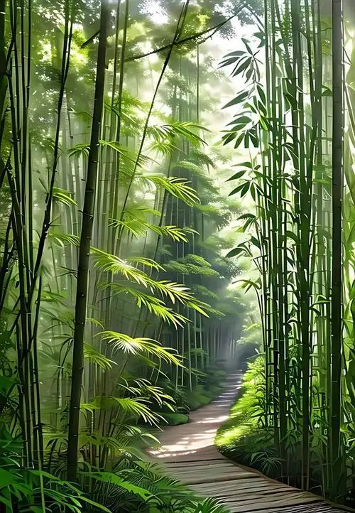 一大片茂盛的竹林,是大自然赐予我们的礼物.