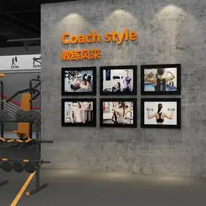 网红健身房墙面装饰文化墙贴运动馆教练风采展示照片墙励志背景墙