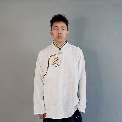 清丝坊藏族服装男冬季立花边开衫衬衫藏族装藏袍民族