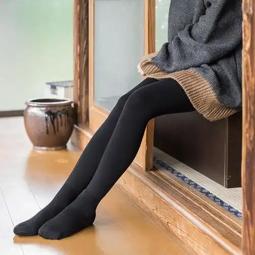 靴下物秋冬微压连裤袜女日系980d收腹提臀显瘦袜黑色薄绒打底袜子