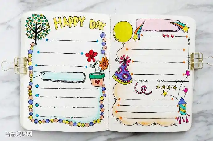 小清新风格的手抄报模板小清新风格手账手抄报排版设计 作者铃铛子