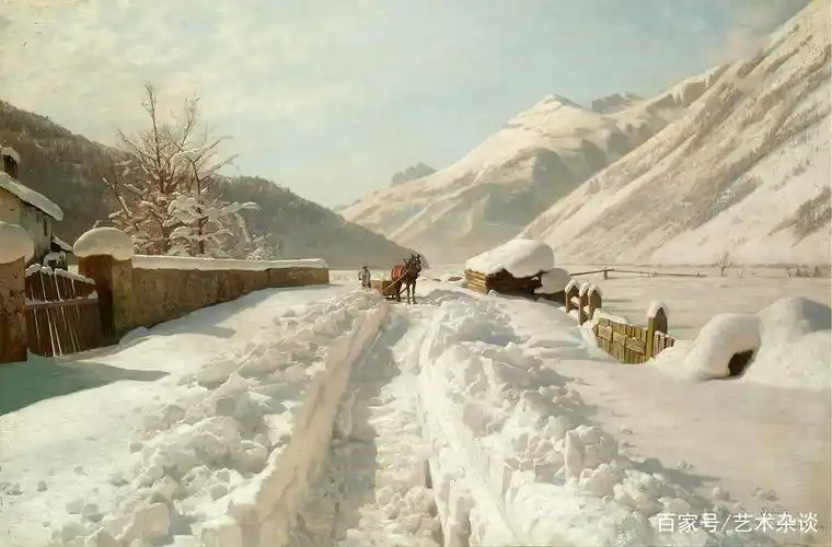 丹麦画家蒙森德的浪漫主义风景油画