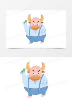 一组卡通可爱拟人风十二生肖动物之牛素材