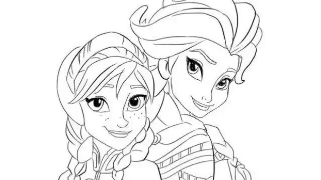 冰雪奇缘动画中的安娜和艾莎卡通简笔画绘画过程