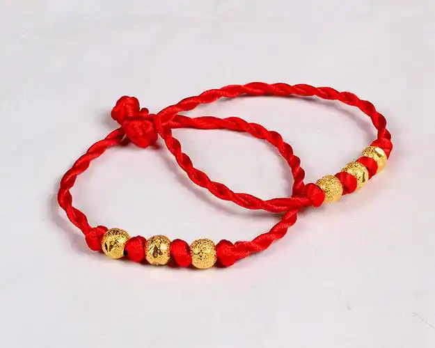 义乌饰品批发 本命年平安结纯手工编织红绳镀金转运珠手链 f254