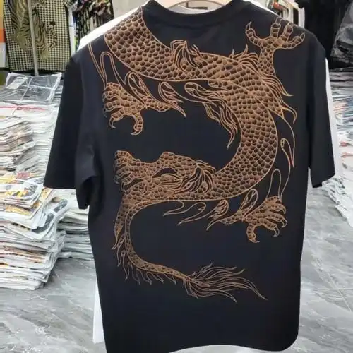 过肩龙情侣装印花短袖潮牌t恤 - 17网