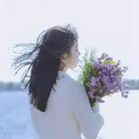 侧脸捧花女头像小清新_微信头像图片大全