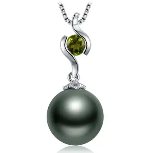 京润珍珠 流觞 g18k金镶大溪地黑珍珠吊坠 10.5-11mm 1449元包邮