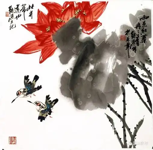 徐湛国画作品欣赏跟徐湛老师学写意花鸟画/荷花的画法2跟徐湛老师学