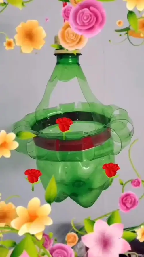 雪碧瓶编花篮你也做一个吧