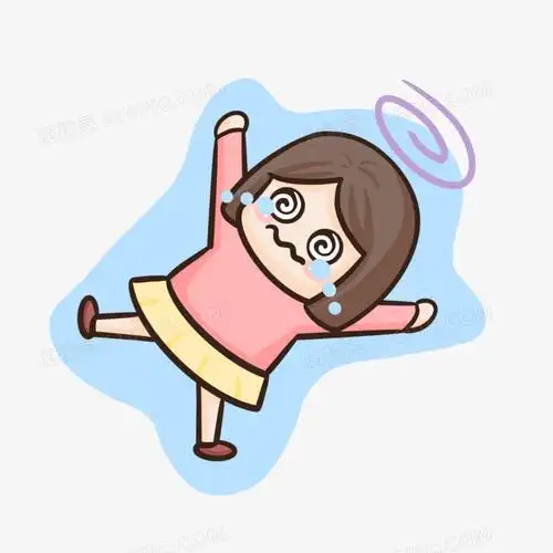 卡通手绘女孩晕倒头晕表情包元素