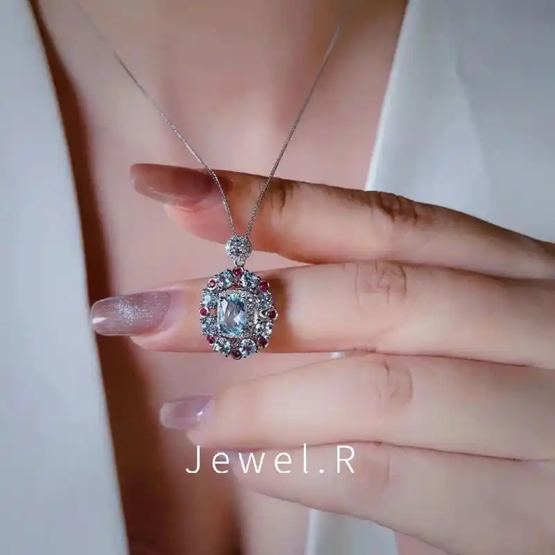 jewelr珠宝18k金海蓝宝吊坠