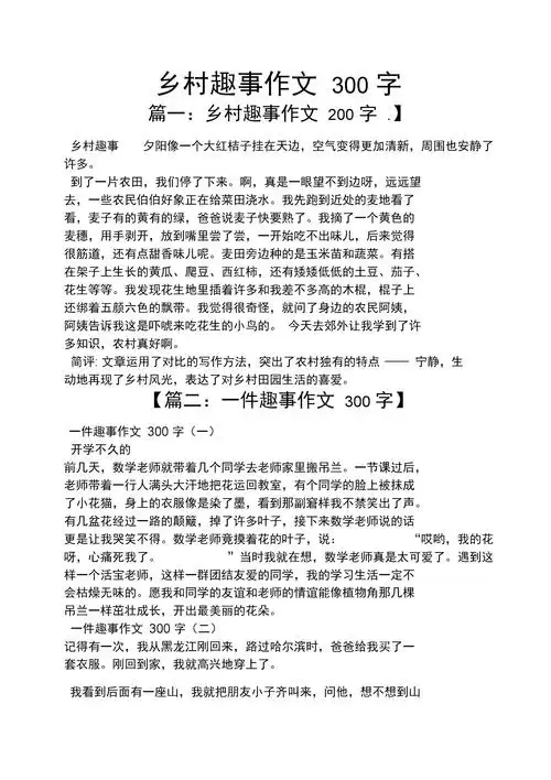 乡村作文之乡村趣事作文300字.docx 3页