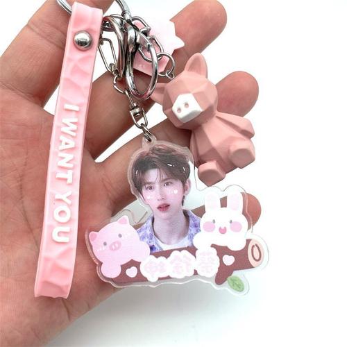 蔡徐坤周边蔡徐坤可爱钥匙扣挂件周边亚克力双面高清图书包挂饰创意