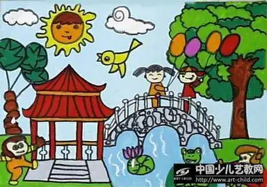 儿童画公园的图片简笔画彩色公园简笔画儿童有公园简笔画儿童画夏日池