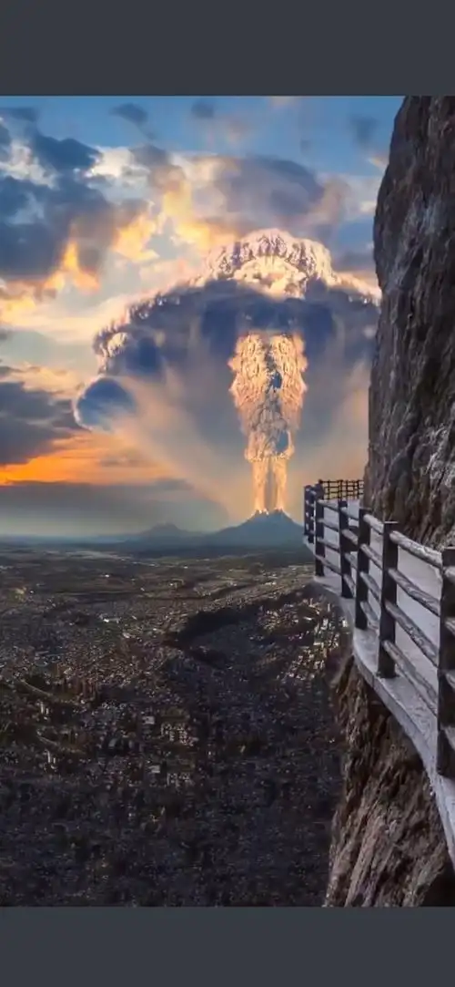 智利卡尔布科火山在沉寂40年後再次爆发,火山云形似一条愤怒的多头