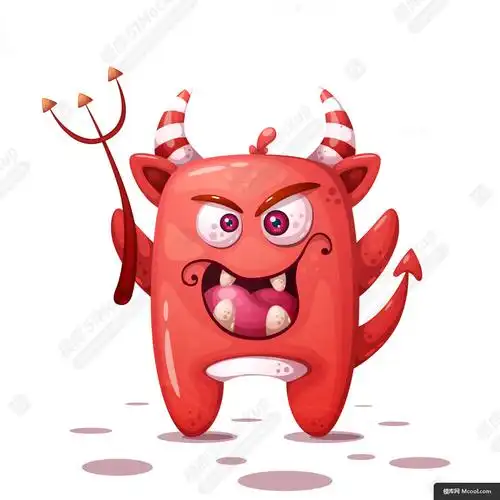 有趣可爱的疯狂魔鬼性格矢量素材