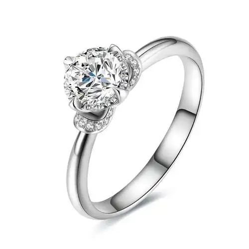 ideal爱迪尔珠宝18k金微镶花瓣30分钻石戒指钻戒女婚戒