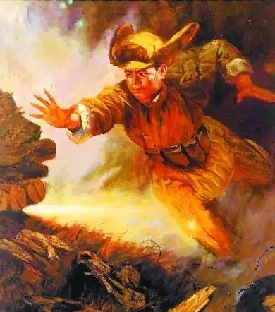 抗日英雄黄继光舍身用胸膛堵住敌人的枪眼