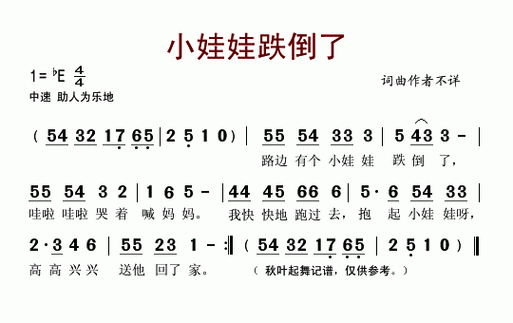 小娃娃跌倒了简谱(图1)