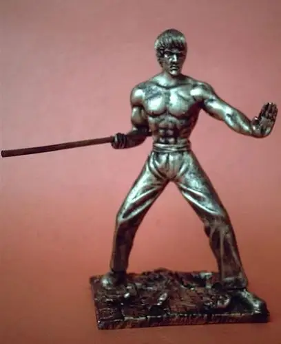 李小龙仿古铜树脂塑像(a款-长棍)李小龙饰品 李小龙纪念品