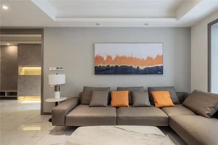 风格三居沙发背景墙装修效果图大户型现代简约样板间卧室背景墙装修