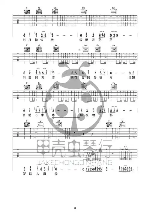 《新贵妃醉酒》吉他谱六线谱-李玉刚